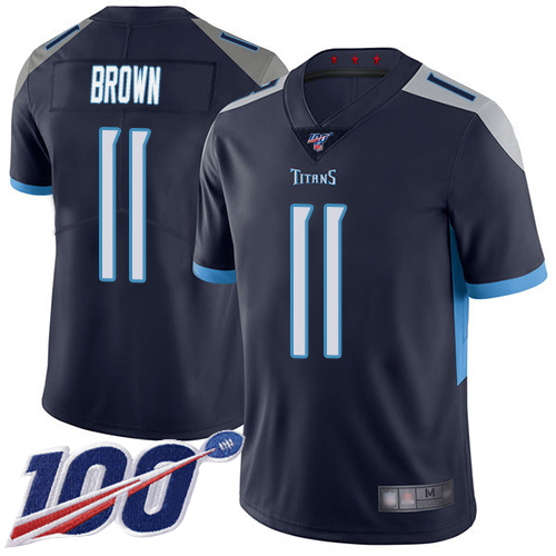 Tennessee Titans Limited Navy Blue Men A.J. Brown Home Jersey NFL Football #11 100th Season Vapor Untouchable
